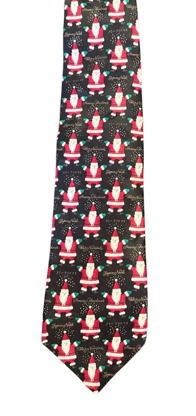 Holiday Traditions 100% Silk Necktie Santa Claus Merry Christmas